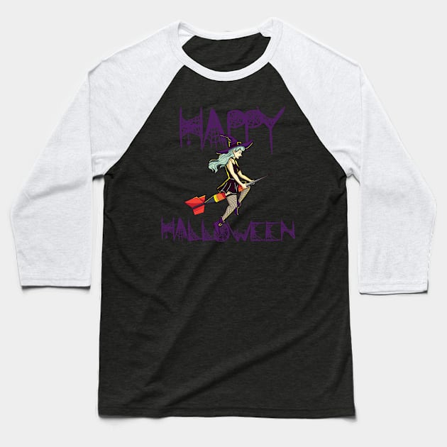 Happy Halloween Witch on Darts Costume Gift Baseball T-Shirt by Luxara